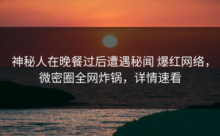 神秘人在晚餐过后遭遇秘闻 爆红网络，微密圈全网炸锅，详情速看