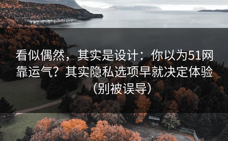 看似偶然,其实是设计:你以为51网靠运气?其实隐私选项早就决定体验(别被误导) 看似偶然,其实是设计:你以为51网靠运气?其实隐私选项早就决定体验(别被误导)